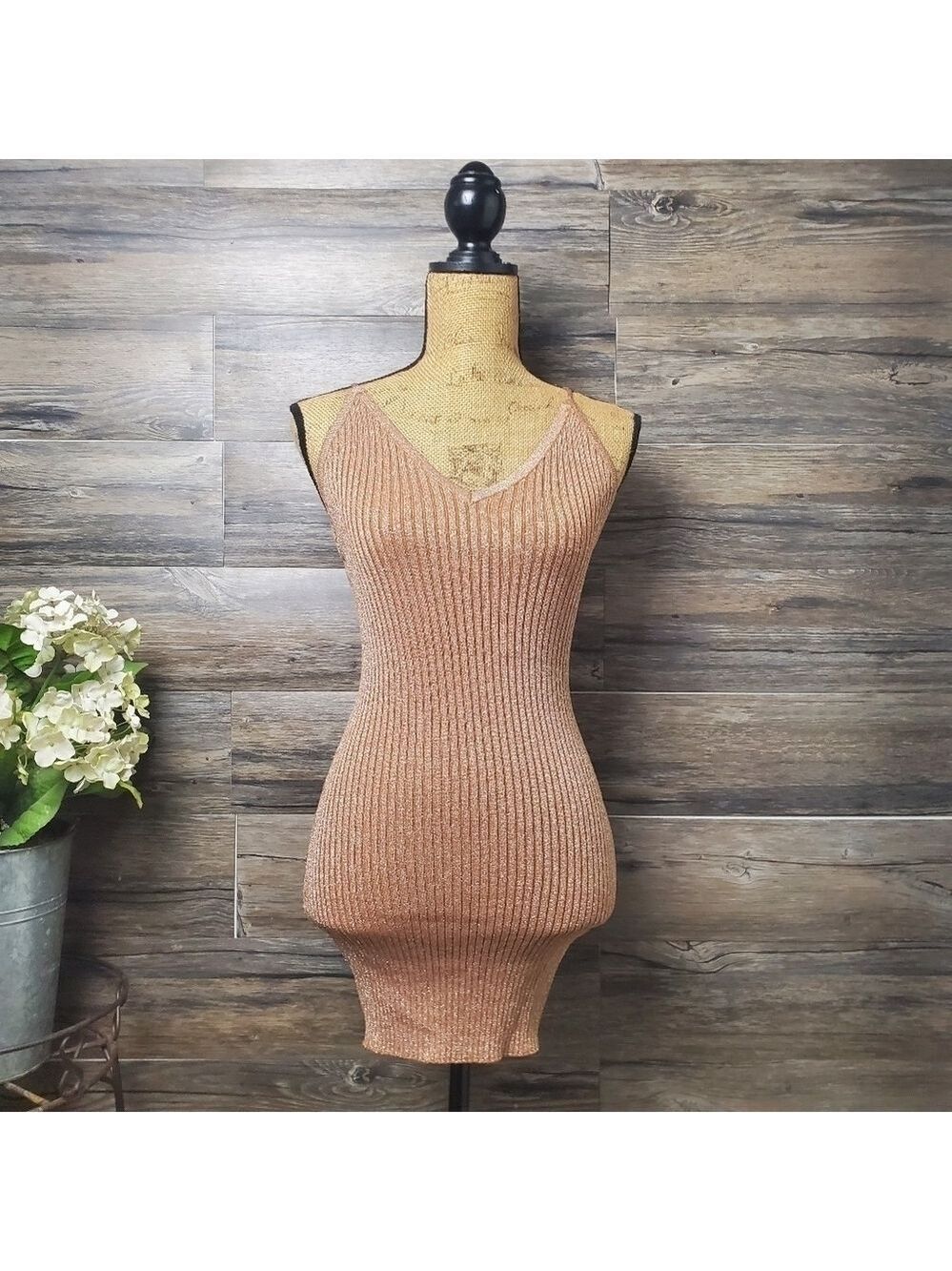 Ark & Co Gold Glitter Sparkle Strapless Bodycon Party Dress